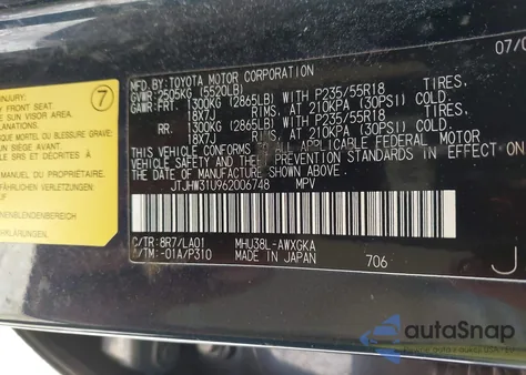 2006 Lexus Rx 400H 400 from USA, damaged, VIN JTJHW31U962006748